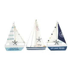Blue Sail Boat with Netting & Starfish Sculpture Set