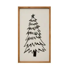 Hello Honey&reg; 26" Black & White Tree with 9 Hooks Wood Framed Wall D&eacute;cor