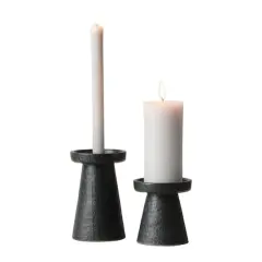 Hello Honey&reg; Stoneware Pillar & Taper Candle Holders Black