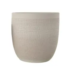 Hello Honey&reg; 12.25" Matte White Embossed Stoneware Planter