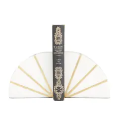 CosmoLiving by Cosmopolitan White Marble Glam Bookends, 5" x 5" x 2"
