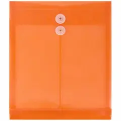 JAM Paper 9.75" x 13" Bright Orange Plastic Button String Open End Envelopes, 108ct.