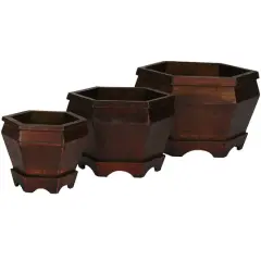 Wooden Hexagon Decorative Planter Set