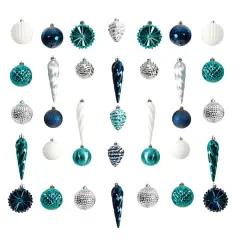 39ct. Holiday Deluxe Shatterproof Christmas Tree Ornament Box Set