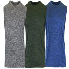 Galaxy By Harvic Moisture-Wicking Performance Men's Muscle Tank T-Shirt 3 Pack Gray/Olive/Royal