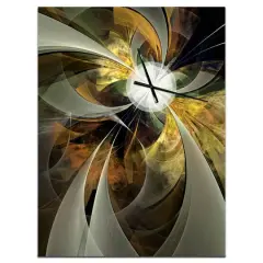 Designart Symmetrical Gold Fractal Flower Modern Wall Clock