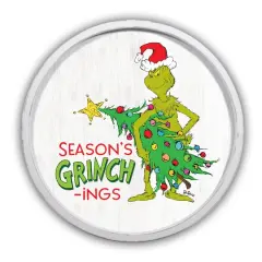 20" Season's Grinch-ings Round Framed Print White