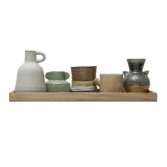 Hello Honey&reg; Multicolor Reactive Glaze Mango Wood Tray With 3 Vases & 2 Planters Set