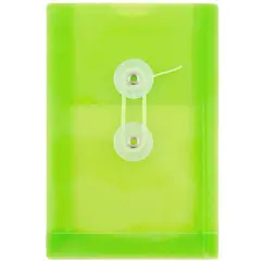 JAM Paper 4.25" x 6.25" Plastic Button & String Tie Closure Envelopes, 12ct. Lime Green
