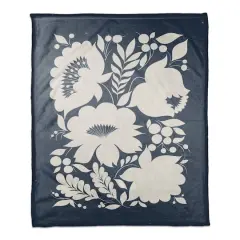 Indigo Flower Print 50" x 60" Coral Fleece Blanket