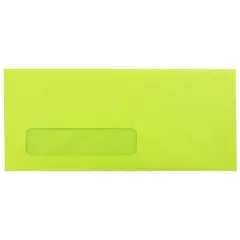JAM Paper 4" x 9.5" Colored Business Window Envelopes, 50ct. Ultra Lime Green