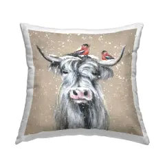 Stupell Industries Winter Snowfall Birds Cattle Throw Pillow
