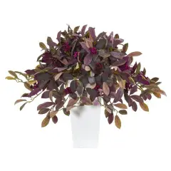 23" Fall Laurel Leaf with Berries Plant in White Vase