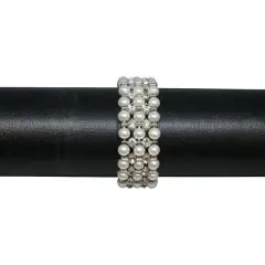 Jam Paper Savannah Beaded Flower Bracelet White