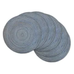 DII&reg; Round Plastic Woven Placemats, 6ct. Variegated Blue
