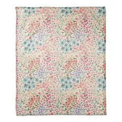 Colorful Blooms Coral Fleece Blanket