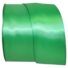 JAM Paper 2.5'' x 50yd. Double Face Satin Ribbon Emerald