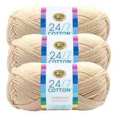 3 Pack Lion Brand&reg; 24/7 Cotton&reg; Yarn Ecru