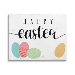 Stupell Industries Happy Easter Greeting Fun Pattern Spring Holiday Eggs Canvas Wall Art