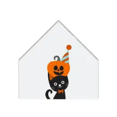 Cat Pumpkin Hat House Shaped Canvas