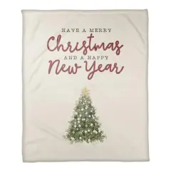 Merry Christmas Happy New Year Coral Fleece Blanket