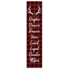 Plaid Reindeer Names 10.5" x 47" Porch Leaner