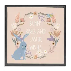 Stupell Industries Bunny Kisses Easter Wishes Floater Framed Art Black
