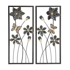 28" Black Metal Traditional Floral Wall D&eacute;cor Set
