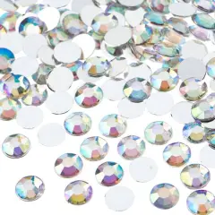 John Bead 8mm Acrylic Round Flat Back Rhinestones, 1,000ct. Crystal AB