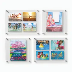 Wexel Art Mixed Single Panel Acrylic Floating Wall Frames & Magnets Set of 4 Silver