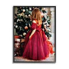 Stupell Industries Child On Christmas Day Gifts Black Framed Giclee Art