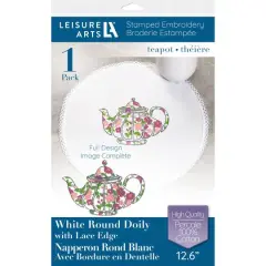 Leisure Arts&reg; Round Teapot Stamped Embroidery Doily