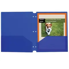 C-Line&reg; Blue 2-Pocket Poly Portfolios with 3-Hole Punch, 25ct.