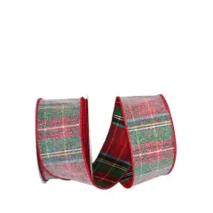 JAM Paper 2.5" x 10yd. Frosted Wired Alford Plaid Ribbon