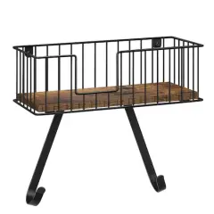 NEX&trade; Black Wall-Mounted Y-Leg Ironing Board Hanger with Storage Basket