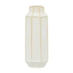 White Ceramic Modern Vase, 7" x 17"