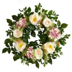 22" Mixed Rose & Hydrangea Wreath