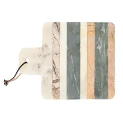 Hello Honey&reg; 15" Rectangle Striped Marble Cheese/Cutting Board with Handle & Leather Strap