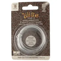 The Beadsmith&reg; Wire Elements&trade; 18 Gauge Tarnish Resistant Medium Temper Square Wire, 4yd. Titanium