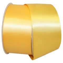 JAM Paper 2.5'' x 50yd. Double Face Satin Ribbon Yellow Gold