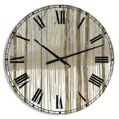 Designart 'Forest In Winter Gold Lodge Wall Clock