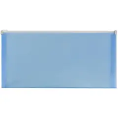 JAM Paper 5'' x 10'' Clear Plastic Pencil Pouch with Zip Closure, 12ct. Blue