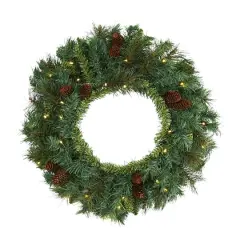 20" LED Mixed Pine & Pinecone Artificial Christmas Wreath