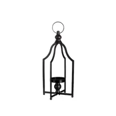 16.5" Modern Farmhouse Black Metal Candle Lantern