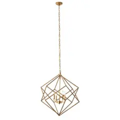 30" Gold Iron Modern Caged Chandelier