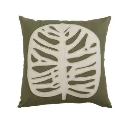 Hello Honey&reg; Green & Cream Embroidered & Applique Leaf Pillow Cover