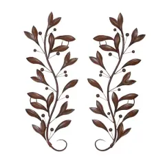 Brown Metal Traditional Floral Wall Accent, 2ct.
