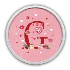 20" Valentine Things White Framed Round Monogram Print G