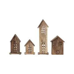 Hello Honey&reg; Natural Carved Mango Wood House Set
