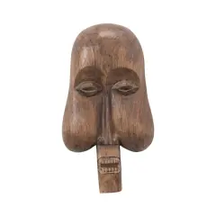 16'' Hand-Carved Albasia Wood Mask Wall D&eacute;cor
